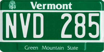 VT license plate NVD285