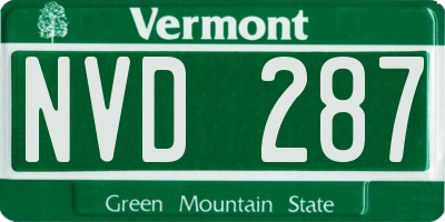 VT license plate NVD287