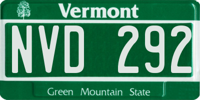 VT license plate NVD292