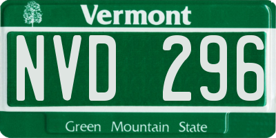 VT license plate NVD296