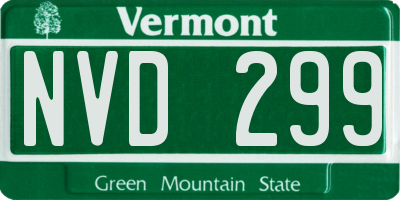 VT license plate NVD299