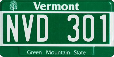 VT license plate NVD301