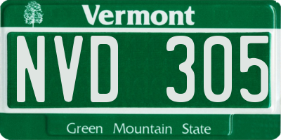 VT license plate NVD305