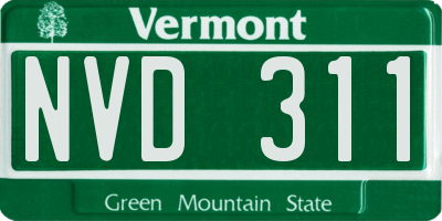 VT license plate NVD311
