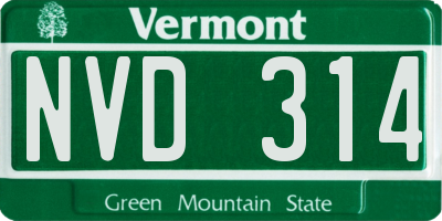 VT license plate NVD314