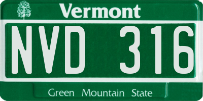 VT license plate NVD316