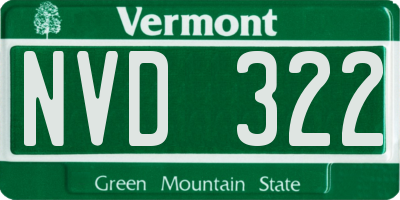 VT license plate NVD322