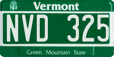 VT license plate NVD325
