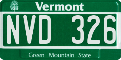 VT license plate NVD326