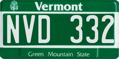 VT license plate NVD332