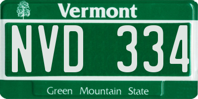 VT license plate NVD334