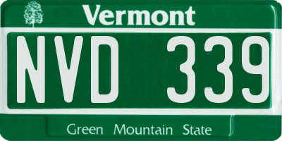 VT license plate NVD339