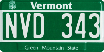 VT license plate NVD343