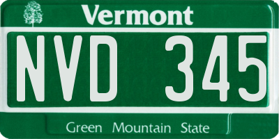 VT license plate NVD345