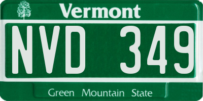 VT license plate NVD349