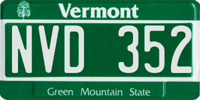 VT license plate NVD352
