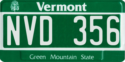 VT license plate NVD356
