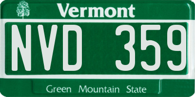 VT license plate NVD359