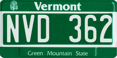 VT license plate NVD362