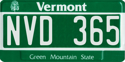 VT license plate NVD365