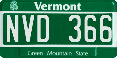 VT license plate NVD366