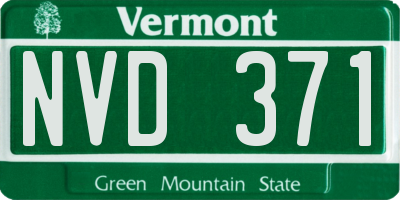 VT license plate NVD371