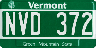 VT license plate NVD372