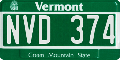 VT license plate NVD374