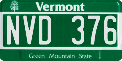 VT license plate NVD376