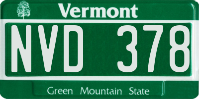 VT license plate NVD378