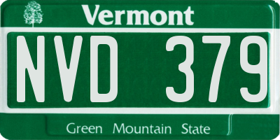 VT license plate NVD379