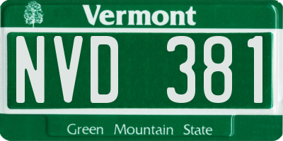 VT license plate NVD381