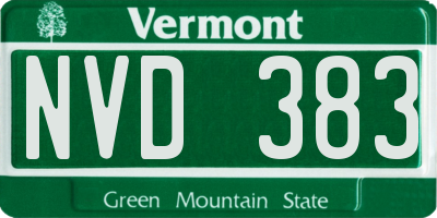 VT license plate NVD383
