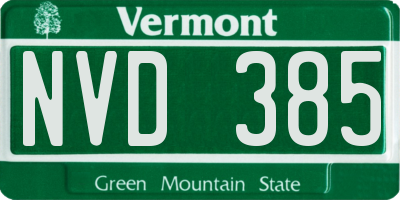 VT license plate NVD385