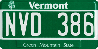 VT license plate NVD386