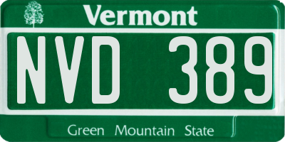 VT license plate NVD389