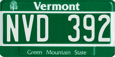 VT license plate NVD392