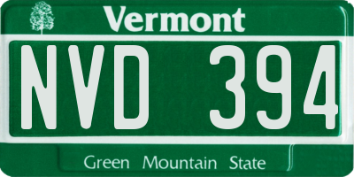 VT license plate NVD394