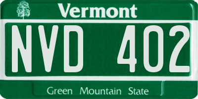 VT license plate NVD402