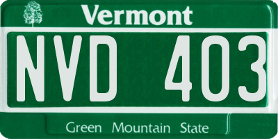VT license plate NVD403