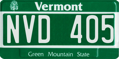 VT license plate NVD405