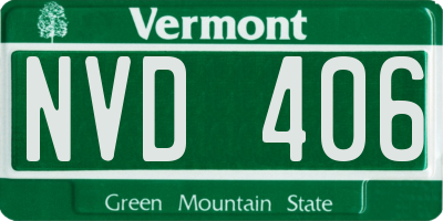 VT license plate NVD406