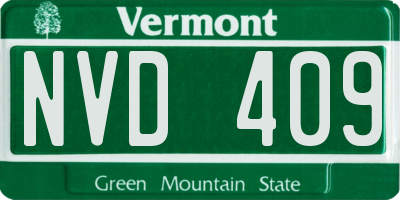 VT license plate NVD409