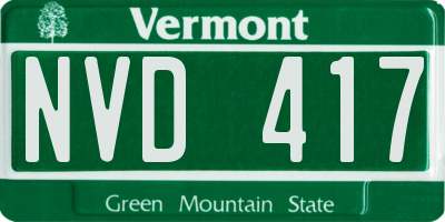 VT license plate NVD417
