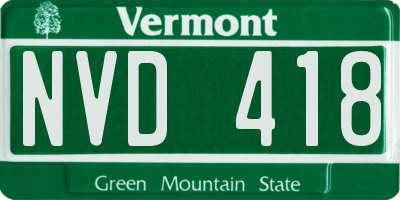 VT license plate NVD418