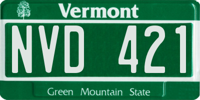 VT license plate NVD421