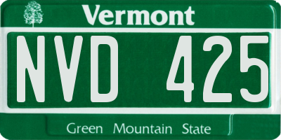 VT license plate NVD425