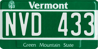 VT license plate NVD433