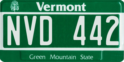 VT license plate NVD442
