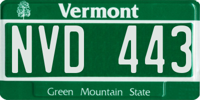 VT license plate NVD443